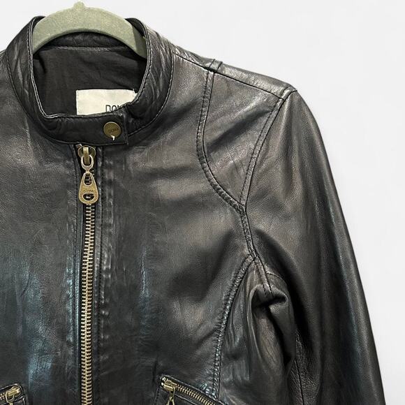 DOMA Black Genuine Leather Moto Jacket Buttery Soft Fitted Size M - Picture 8 of 11